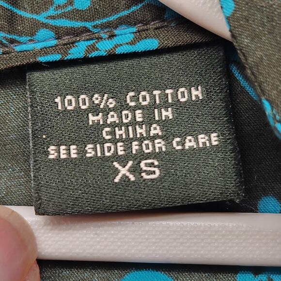 Eddie Bauer Olive Green Teal Long Sleeve Pintuck Pleated Button Down Women's XS - Picture 3 of 12